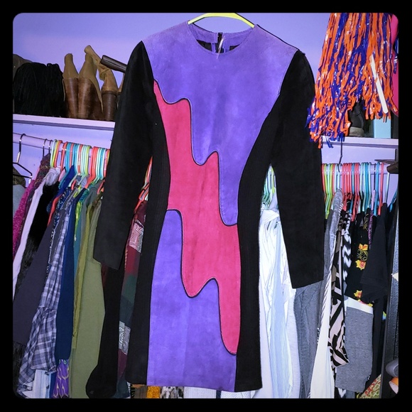 Vintage Dresses & Skirts - Vintage Japanese Leather/Sweater Dress
